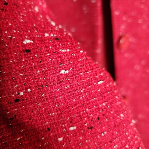 Mary Kay Red Tweed Button Jacket Long Blazer Mock Neck Size Medium Tall - Picture 10 of 16